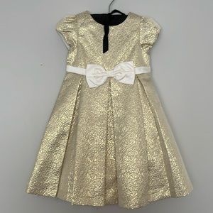 Gymboree Kids Golden Metallic Pleated Formal Dress Girls Size 5T